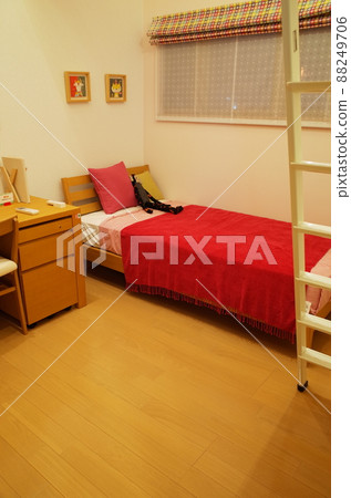 Children's room with red bed Children's room with red bed 88249706