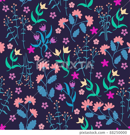 Seamless pattern with cute small flowers. Vector floral background. 88250000