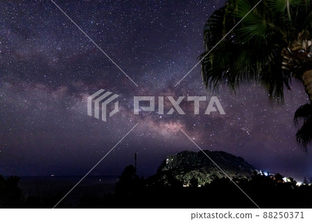 The Milky Way flowing across the starry sky on the Nichinan Seacoast, where Tsukishima, Kushima City, Miyazaki Prefecture is located The Milky Way flowing across the starry sky on the Nichinan Seacoast, where Tsukishima, Kushima City, Miyazaki Prefecture is located 88250371