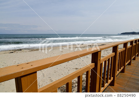 KOREA sea wave coast scenery nature sandy beach beach horizon whitecaps 88250490