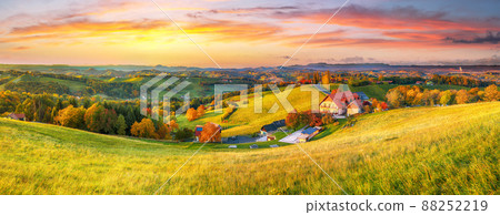 Breathtaking vineyards landscape in South Styria near Gamlitz. Breathtaking vineyards landscape in South Styria near Gamlitz. 88252219