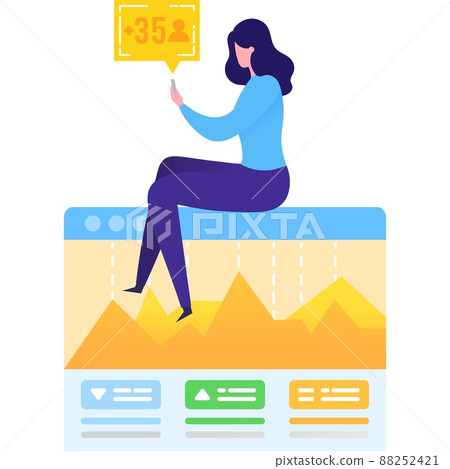 Woman attract subscriber for statistic vector icon 88252421