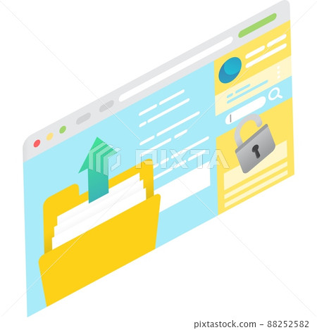 Data folder protection with lock icon vector 88252582