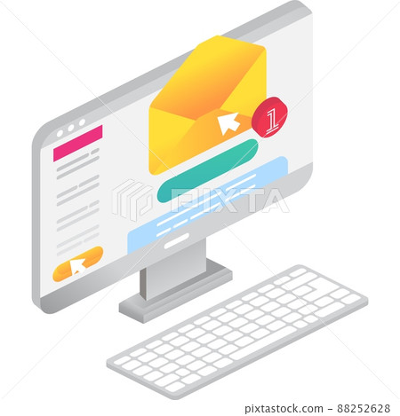 New email check icon laptop computer vector New email check icon laptop computer vector 88252628