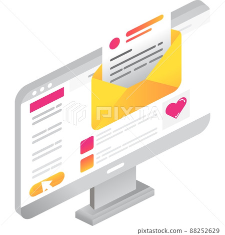 Email icon mail cloud service 3d vector 88252629