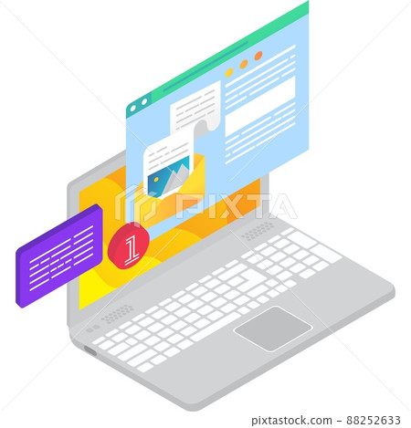 Check mail on laptop computer vector icon 88252633