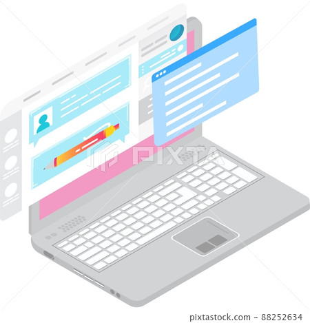 Write email message on laptop vector 3d icon Write email message on laptop vector 3d icon 88252634