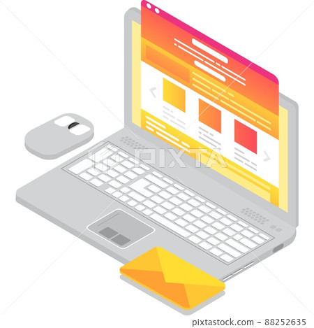 Get mail on laptop mailbox vector 3d icon Get mail on laptop mailbox vector 3d icon 88252635