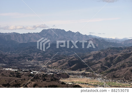 Mt. Ryokami taken from the observation deck of Minoyama Park, Saitama Prefecture 88253078