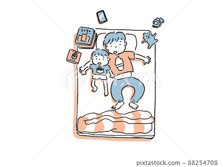 Parent and child taking a nap Parent and child taking a nap 88254708