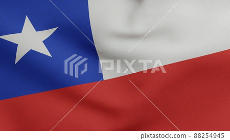National flag of Chile waving 3D Render, La Estrella Solitaria or The Lone Star, Republic of Chile flag textile 88254945