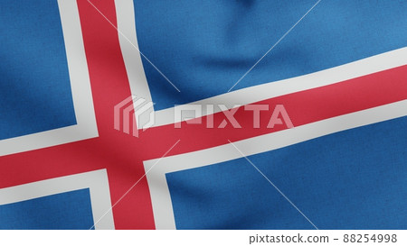 National flag of Iceland waving 3D Render,... - Stock Illustration ...