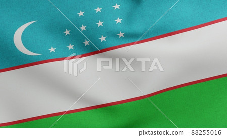 National flag of Uzbekistan waving 3D Render, Republic of Uzbekistan flag textile designed Farxod Yuldasev, coat of arms Uzbekistan independence day, Uzbek or Ozbekiston davlat bayrogi National flag of Uzbekistan waving 3D Render, Republic of Uzbekistan flag textile designed Farxod Yuldasev, coat of arms Uzbekistan independence day, Uzbek or Ozbekiston davlat bayrogi 88255016