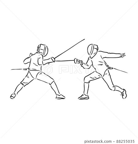 Fencing competition brush sketch drawing fencing vector 88255035
