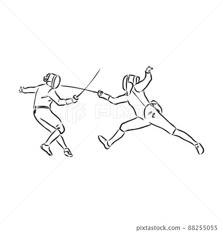 Fencing competition brush sketch drawing fencing vector Fencing competition brush sketch drawing fencing vector 88255055