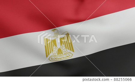 National flag of Egypt waving 3D Render, Arab Republic of Egypt flag textile, coat of arms Egypt independence day, Eagle of Saladin 88255066