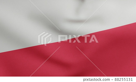 National flag of Poland waving 3D Render, flaga Polski or Flag of the Republic of Poland Rzeczpospolita 88255131