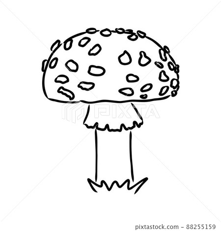 Handdrawn fly-agaric doodle icon. Hand drawn black sketch. Sign cartoon symbol. Decoration element. White background. Isolated. Flat design. Vector illustration. 88255159