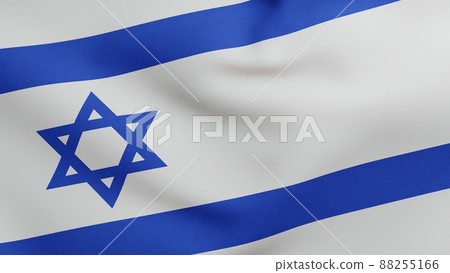 National flag of Israel waving 3D Render, flag State of Israel used Star of David, Flag of Zion or Israel flag 88255166