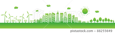 Renewable energy sources. Ecological green city. Renewable energy sources. Ecological green city. 88255649