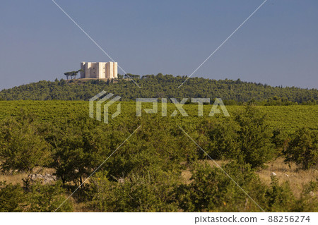 Castel del Monte, castle built in an octagonal shape by the Holy Roman Emperor Frederick II in the 13th century in Apulia region, Italy 88256274