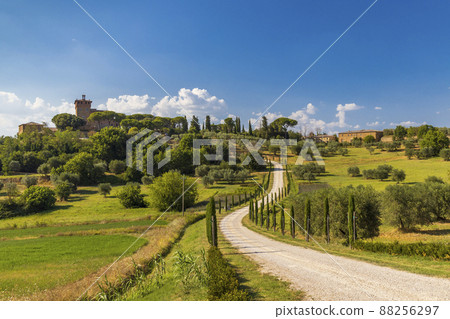 Typical Tuscan landscape near Montepulciano and Monticchielo, Italy Typical Tuscan landscape near Montepulciano and Monticchielo, Italy 88256297