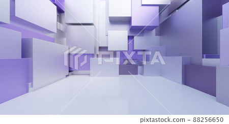 violet and white metal cubes abstract geometric shape building exterior 3d render illustration 88256650