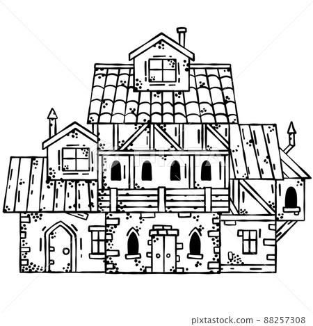 Medieval house. Village building. Medieval house. Village building. 88257308