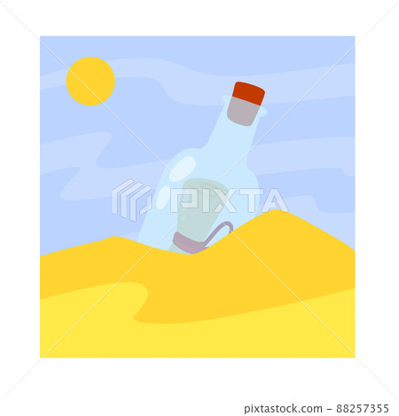 Message in bottle in sand. 88257355