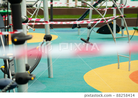 Restricted entrance to park or exercise workout playground 88258414
