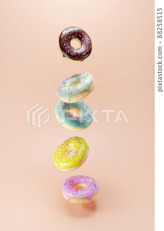3d render of glazed donut with sweet sprinkle 3d render of glazed donut with sweet sprinkle 88258515