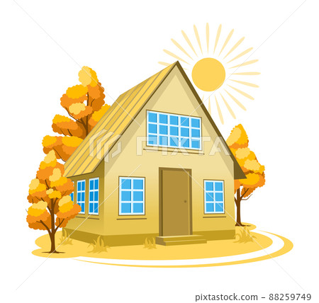 Autumn landscape. House surrounded by trees 88259749