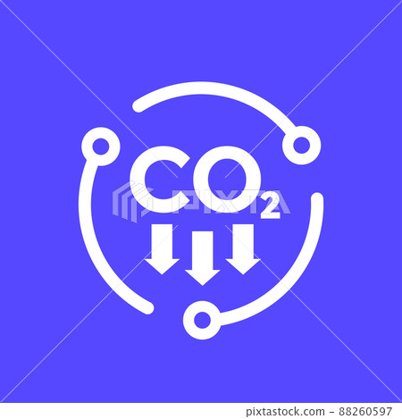 carbon dioxide emissions, reducing co2 vector icon carbon dioxide emissions, reducing co2 vector icon 88260597