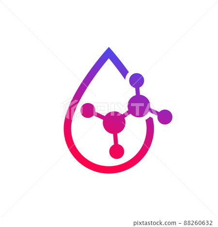 Acid drop icon with a molecule 88260632