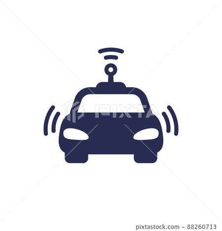 autonomous car, smart vehicle icon on white autonomous car, smart vehicle icon on white 88260713
