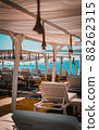 photo of white sunbed with turquoise Mediterranean Sea on the background summer holidays vacation tropic 88262315