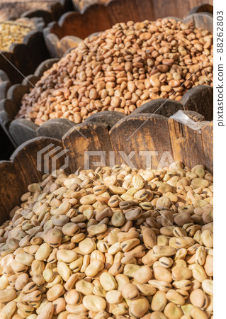 Dried food products on the arab street market stall. 88262803