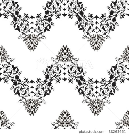 Seamless pattern with floral psychedelic floral and plant elements. Vector illustration.  88263661