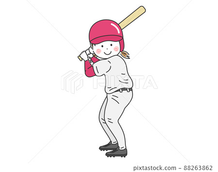 棒球擊球手(女性)的插圖 棒球擊球手(女性)的插圖 88263862