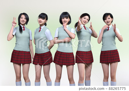 五個可愛的高中女生為每個人擺姿勢,並以精力充沛的樣子準備入學考試和參加俱樂部活動。 五個可愛的高中女生為每個人擺姿勢,並以精力充沛的樣子準備入學考試和參加俱樂部活動。 88265775