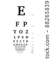 Table of letters large and small to check vision. 88265839