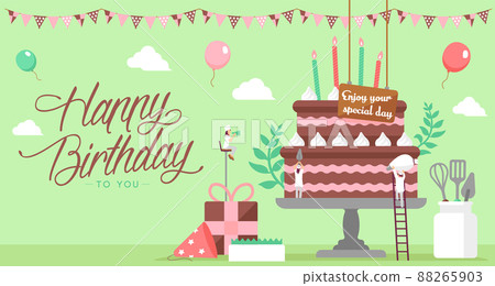 Happy Birthday Happy Birthday Vector Horizontal Banner Illustration 88265903