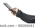 hand holding black smartphone isolated 88266041