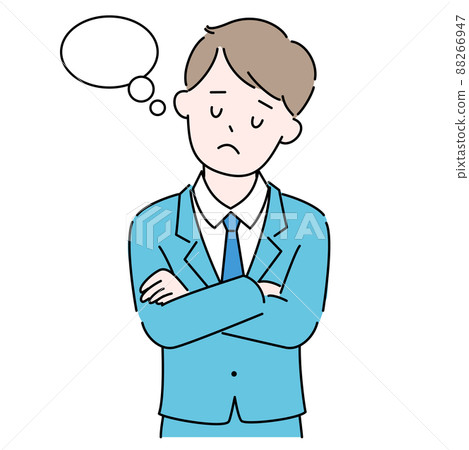 男性顧問或商人雙臂交叉思考的插圖素材 男性顧問或商人雙臂交叉思考的插圖素材 88266947