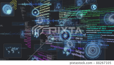 Image of data processing on black background - Stock Illustration ...