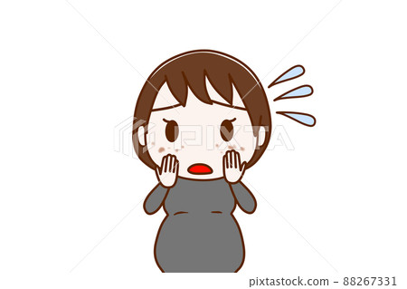 （上身前）發現整個臉頰有斑點後不耐煩的孕婦 88267331