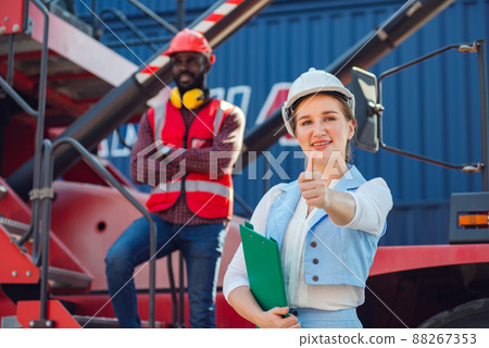 Success Teamwork Concept, Business people engineer and worker team smiling with giving thumbs up as sign of Success. Success Teamwork Concept, Business people engineer and worker team smiling with giving thumbs up as sign of Success. 88267353