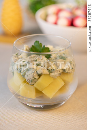 Recette salade de pomme de terre primeurs et sauce tartare Recette salade de pomme de terre primeurs et sauce tartare 88267448