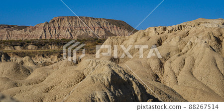 Spain, Navarre, Arguedas, Bardenas Reales desert, natural park classified as Biosphere Reserve by 88267514