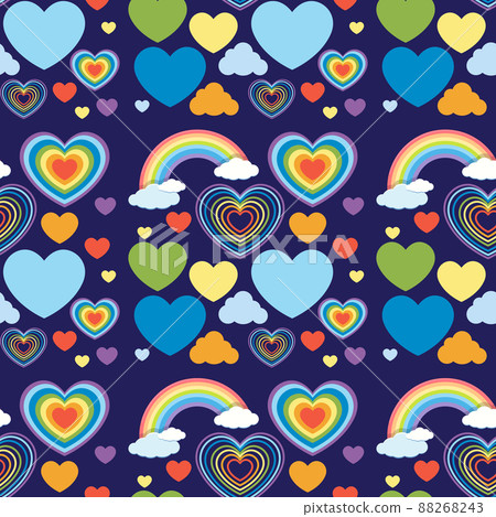 Seamless heart and rainbow pattern - Stock Illustration [88268243] - PIXTA